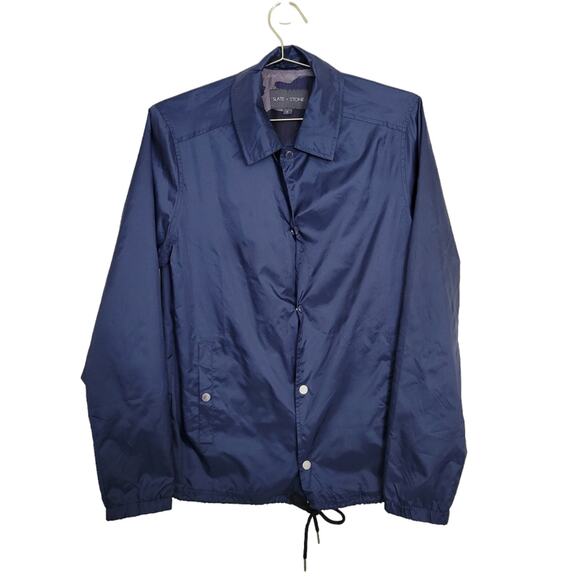 Slate & Stone Mens Sz Small S Button Up Coach Windbreaker Jacket Nylon - Picture 2 of 9